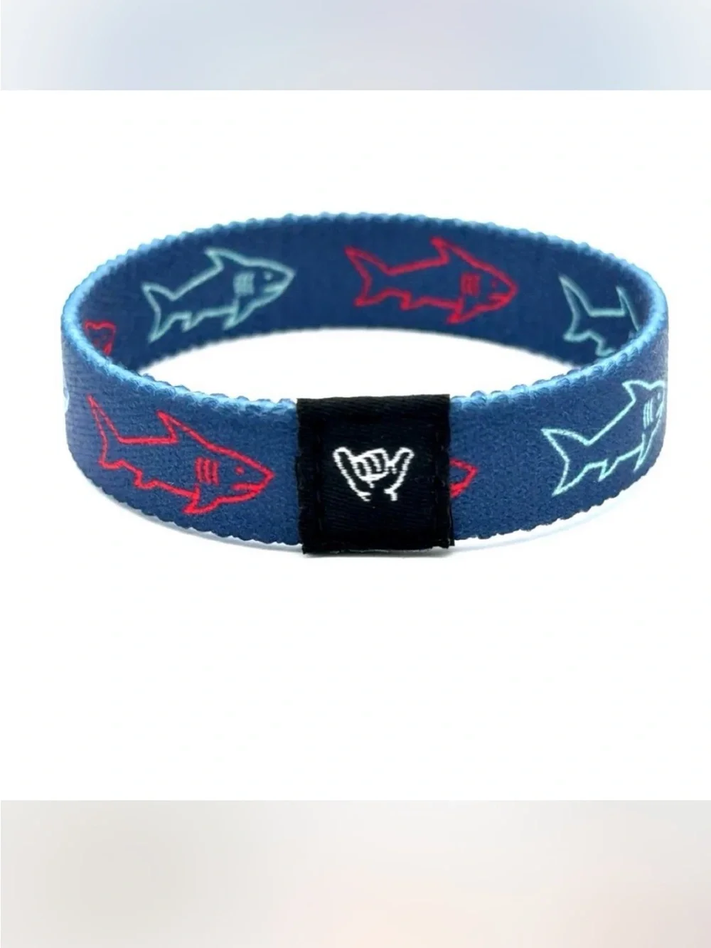 Hang loose brand Blue Shark Print Pet Wristband with Red & Light Blue Accents